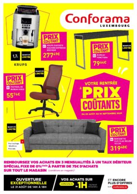 Image du folder Conforama Luxembourg – LA RENTRÉE À PRIX COÛTANTS – CONFORAMA LUXEMBOURG